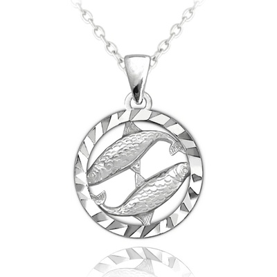 Minet Stříbrný přívěsek s řetízkem Zodiac znamení Ryby JMAS9403SN45