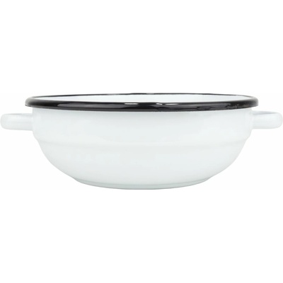VEF Smaltovaná sedliacka misa s úchytmi biela 18 cm