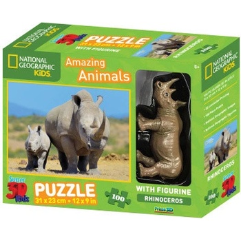 Prime3D Nosorožec s mládětem 3D 100 dielov + figurka