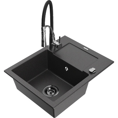 Mexen Enzo гранитна мивка с 1 отделение с изтичаща повърхност и кухненски (6506-76-73450-07-B)