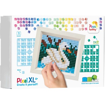 Image 1 of Pixelhobby Креативен комплект с рамка и пиксели Pixelhobby - XL, Лебед (12097)