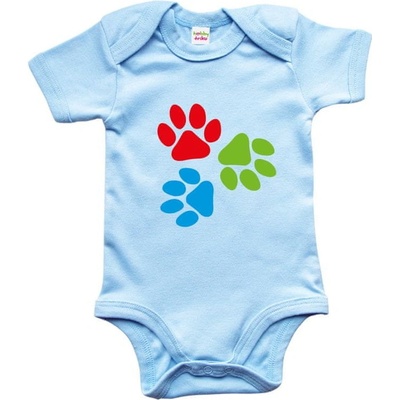 Hobbytriko Body dětské Barevné psí ťapky Modrá Soft Blue