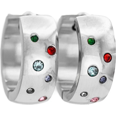 BRUNOshop.cz Náušnice VZOROVANÉ KROUŽKY s kamínky barevné S4534