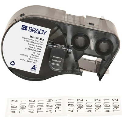 Brady M4-128-498 / 170792, 48.26 mm, Vinyl, čierna tlač / biely podklad