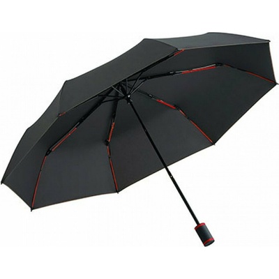 Fare kapesní deštník s barevným žebrováním a švy black red