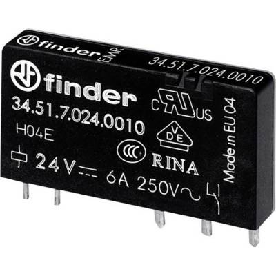 Úzké násuvné relé pro desky plošných spojů, série 34 Finder 34.51.7.005.5010, 5 V/DC, 6 A