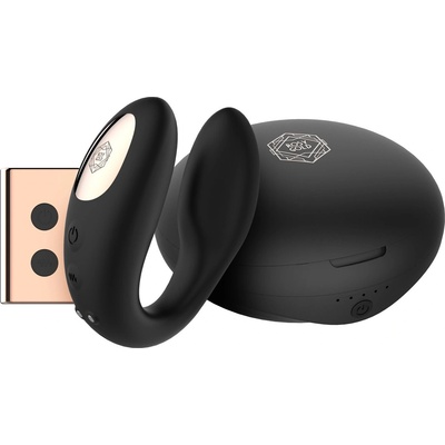 Rosy Gold C-Shape Vibrator with Luxury Charging Case Black