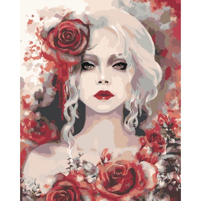 ZUTY Malování podle čísel ŽENA S RUDÝMI RŮŽEMI 40 x 50 cm