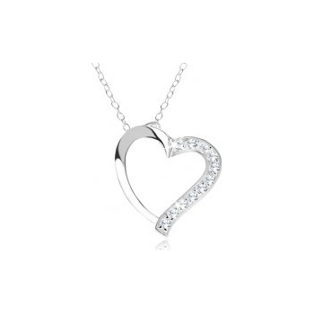 Šperky eshop Nastaviteľný náhrdelník striebro retiazka obrys srdca číre zirkóniky SP29.27