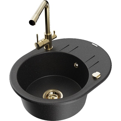 Mexen Kevin гранитна мивка с 1 отделение с отцедник и кухненски смесител (6517-73-671600-50)