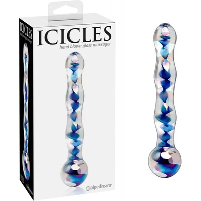 Стъклено дилдо със син нюанс, 17, 8см. - Icicles №8 (PIPE290800)