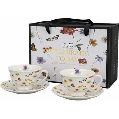 Duo Duo Porcelánová šálka na nohe s podšálkou Royal Margaret sada 2 x 250 ml
