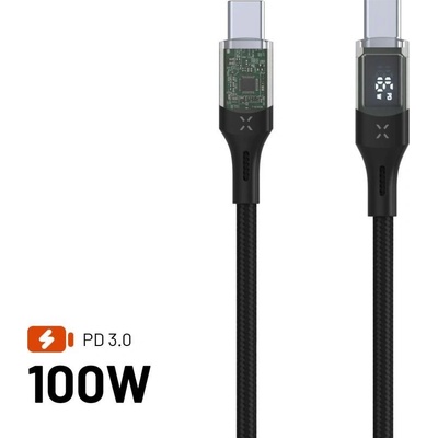 FIXED FIXDD-CC2-BK USB-C/USB-C s displejom a podporou PD, USB 2.0 100 W, 2m, černý