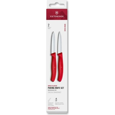 VICTORINOX Swiss Classic paring knife set 2 ks 8cm straight/wavy pointed tip red box