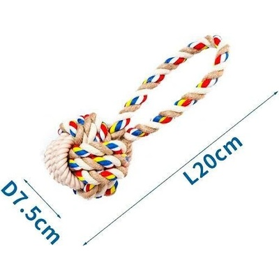 Nobleza bavlněné lano s míčkem a rukojetí 20 cm béžové