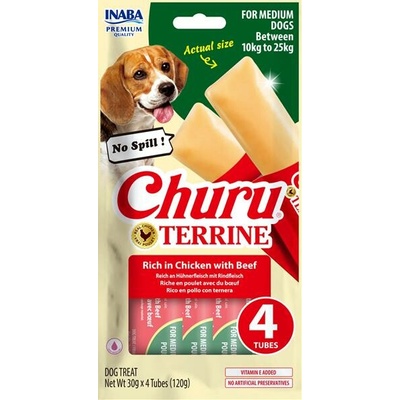 Inaba Churu Terrine dog pre psy kura s hovädzím 4x 30 g