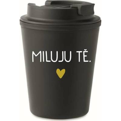 Giftela MILUJU TĚ. černý termohrnek 300 ml