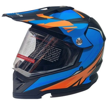 Крос каска за мотор Черно със синьо, матова XL No328