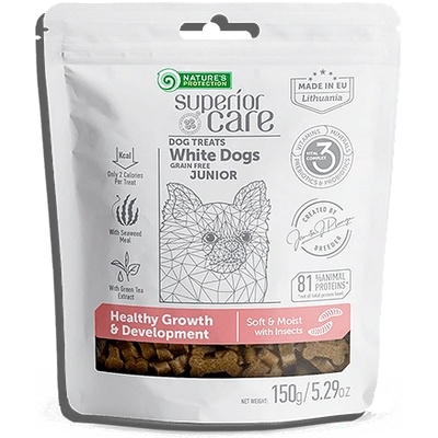 Nature's Protection Superior Care White Dogs Puppy/Junior Healthy Growth with Insects- снакс за млади бели кучета с насекоми- 150гр