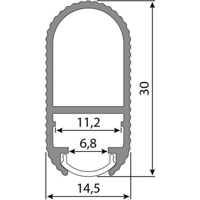ML-761.402.02.2 Ramínkový hliníkový profil ZE, 15x30mm, černá barva, bez difuzoru, 2m