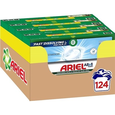 Ariel Sensitive prací kapsle 124 ks