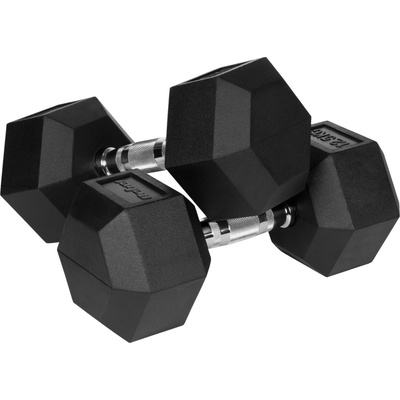 Rebel RBA-2325-12.5 Pogumované litinové činky HEX 2 x 12,5 kg