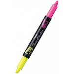 Pentel Двулицев маркер Pentel Twin Checker жълт и розов, 1.0 - 3.5 mm, за всички типове хартия