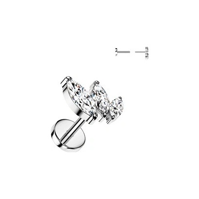 Šperky4U piercing do brady Push In labreta titan čiré zirkony TIT1404-C