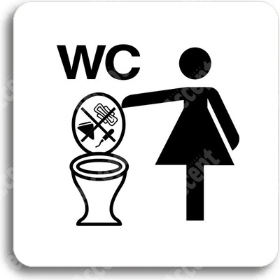 ACCEPT Piktogram zákaz vhazování předmětů do WC - bílá tabulka - černý tisk bez rámečku