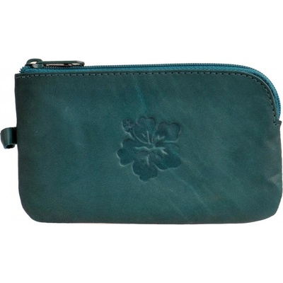 Dámská velká kožená 1039-A petrolejová s kytičkou HJP – Zbozi.Blesk.cz