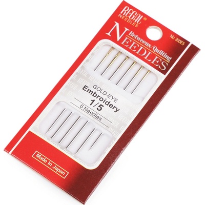 Jehly vyšívací, zlatá ucha nikl 1 karta