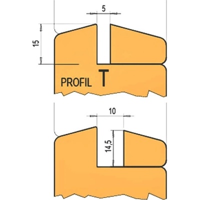 RH+ Sada nožů T pro hlavičku na interiérové dveře (profil + kontra profil)