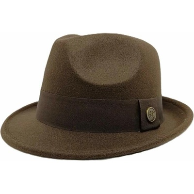 Pánsky fedora klobúk elegantný plstený model hnedý