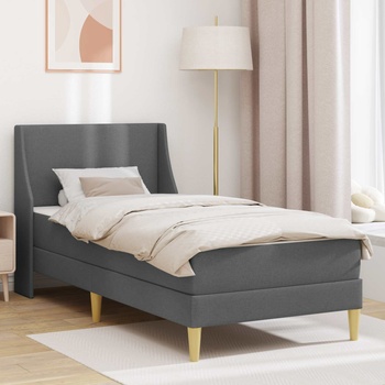 vidaXL Рамка за легло с матрак Тъмен сив 90 x 200 cm Полиестер (3414715)