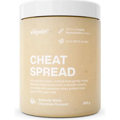 Vilgain Cheat Spread mandle s bielou čokoládou a kokosom 300 g