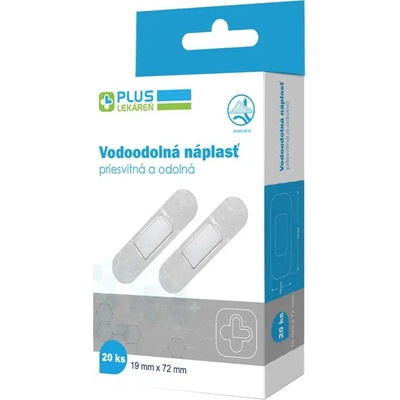 PLUS LEKÁREŇ Náplasť vodoodolná priesvitná a odolná 19 x 72 mm 20 ks
