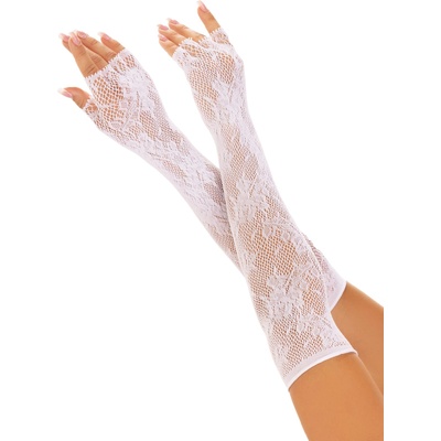 Leg Avenue Floral Net Fingerless Gloves 2034 White