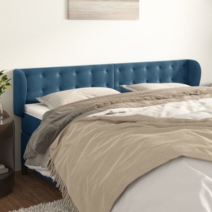 vidaXL Горна табла за легло с уши, тъмносиня, 183x23x78/88 см, кадифе (3117642)