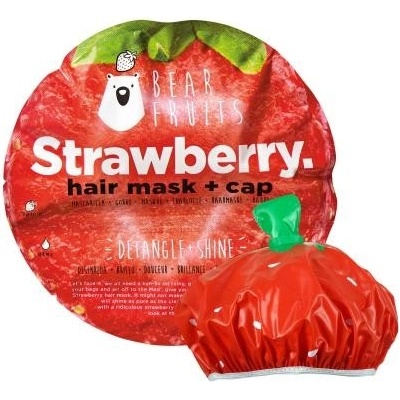Bear Fruits Strawberry Hair Mask + Cap maska pre ľahké rozčesávanie a lesk vlasov 20 ml