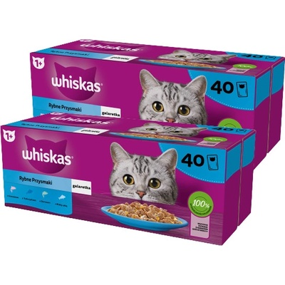 Whiskas Adult Fishy Treats kúsky s lososom tuniakom treskou bielou rybou 80 x 85 g