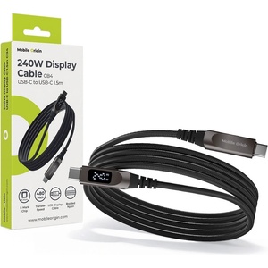 Mobile Origin Здрав кабел с LED дисплей и бързо зареждане за устройства с USB-C порт - Mobile Origin CB4 LED Display USB-C to USB-C Cable PD 240W (черен) (150 см) (MO-240WDC-CB4)