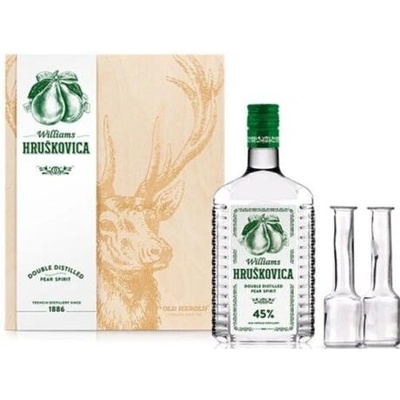 Hruškovica Williams Kazeta Poľovník 45% 0,7 l (darčekové balenie 2 poháre)