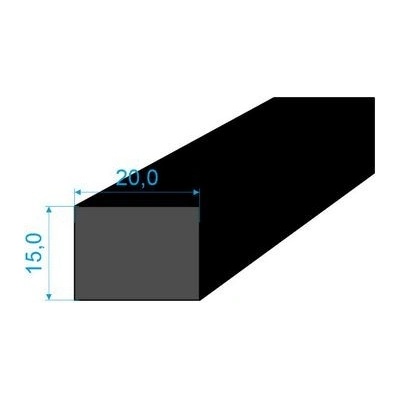 0596152 Pryžový profil 15x20mm, EPDM 70°Sh obdélníkový