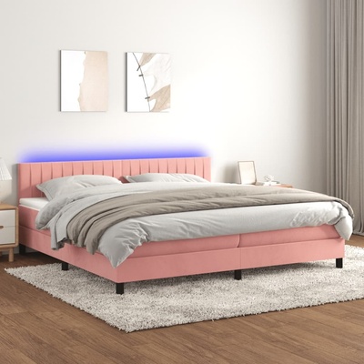 Petrashop 3134548 boxspring postel s matrací a LED růžová samet