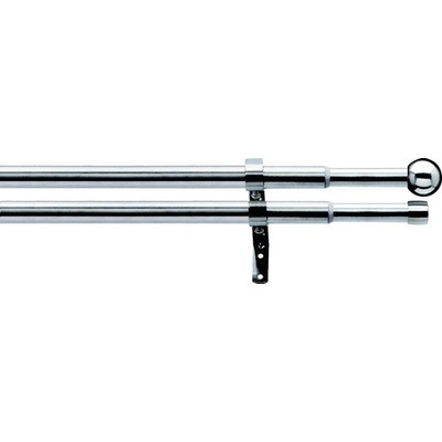 Dvojitá záclonová súprava roztiah, Guľa 16/19 mm ušľ, oceľ, 200 - 350 cm