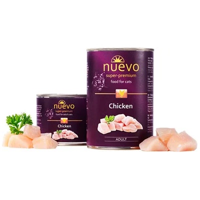 nuevo Cat Chicken - Консервирана храна с чисто пилешко месо за котки, 3 броя х 400 гр