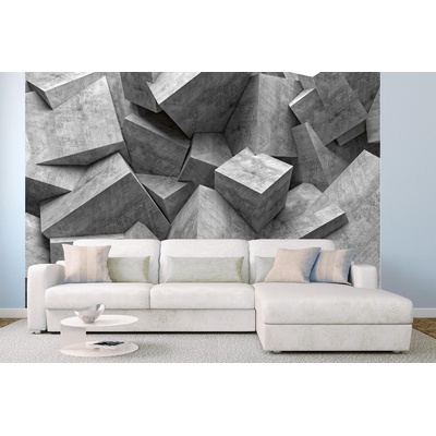 DIMEX ART Самозалепваща се флизелинова фототапета бетонни 3d кубчета 375 x 250 см
