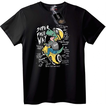 NOONEBRAND Тениска Дино Скутер Супер Свободен Път - 6XL, Black