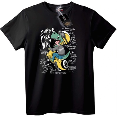 Тениска Дино Скутер Супер Свободен Път - 6XL, Black