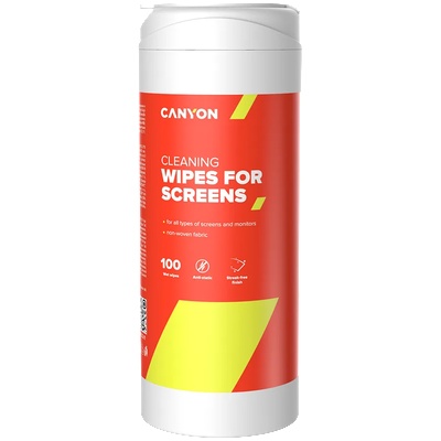 CANYON CCL11, Screen Cleaning Wipes, Wet cleaning wipes made of non-woven fabric, with antistatic and disinfectant effects, 100 wipes, 80x80x185mm, 0.258kg (CNE-CCL11)